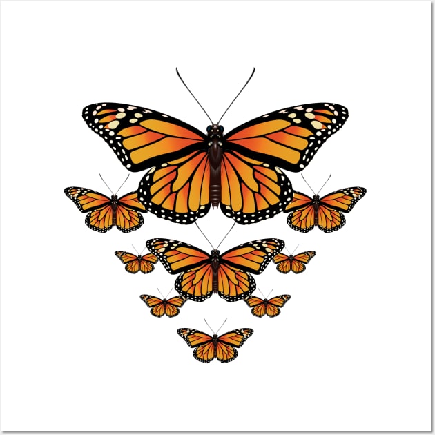 Monarch butterflies in formation Wall Art by Ricogfx